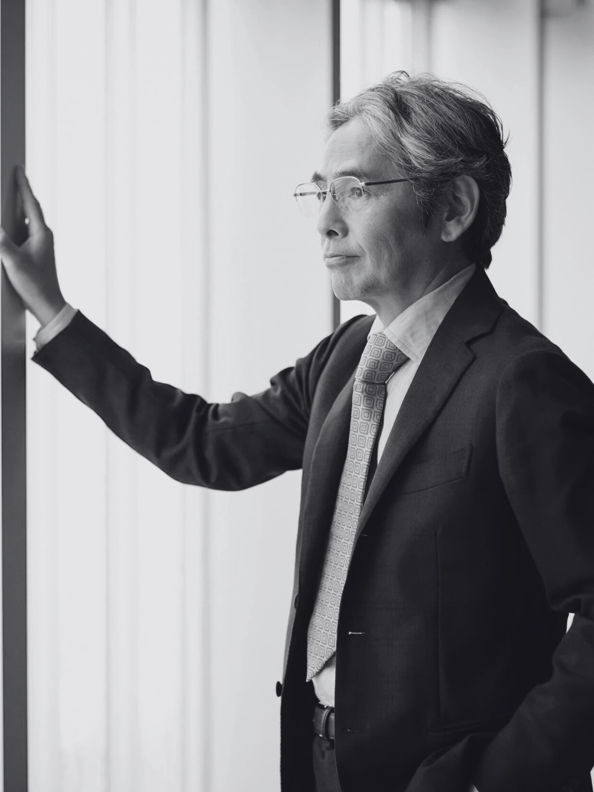 Stressed Executive in Grayscale
