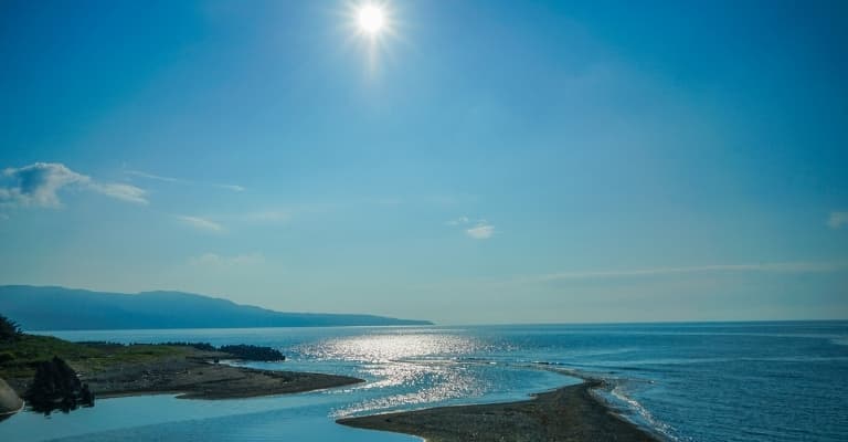 Serene coastal view for reflection